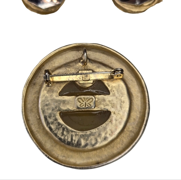 Ernst Gideon Bek Gold Green Vintage Brooch Earring Set - Picture 4 of 6